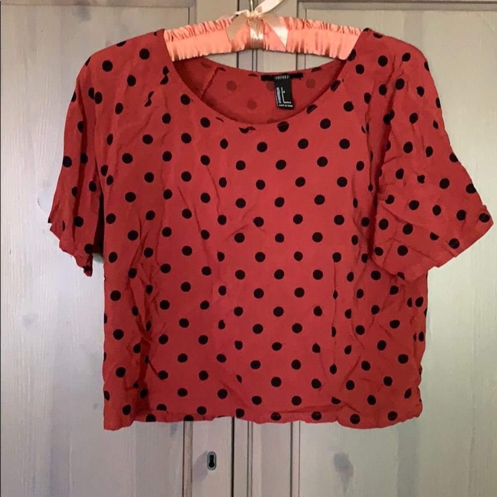 Rust Colored Polka Dot Crop Top